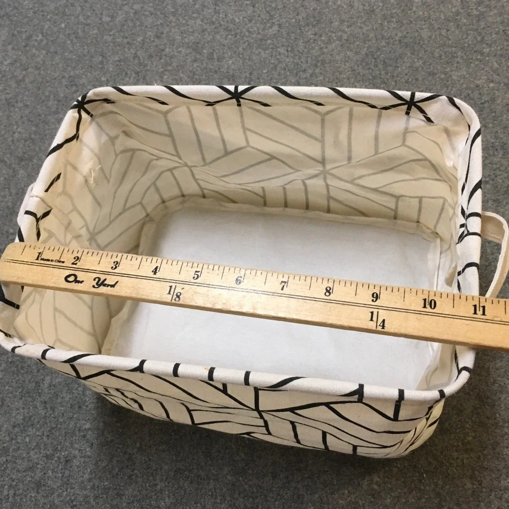 Canvas Storage Bins Set of 2 Black White Geometric Collapsible Modern Organize